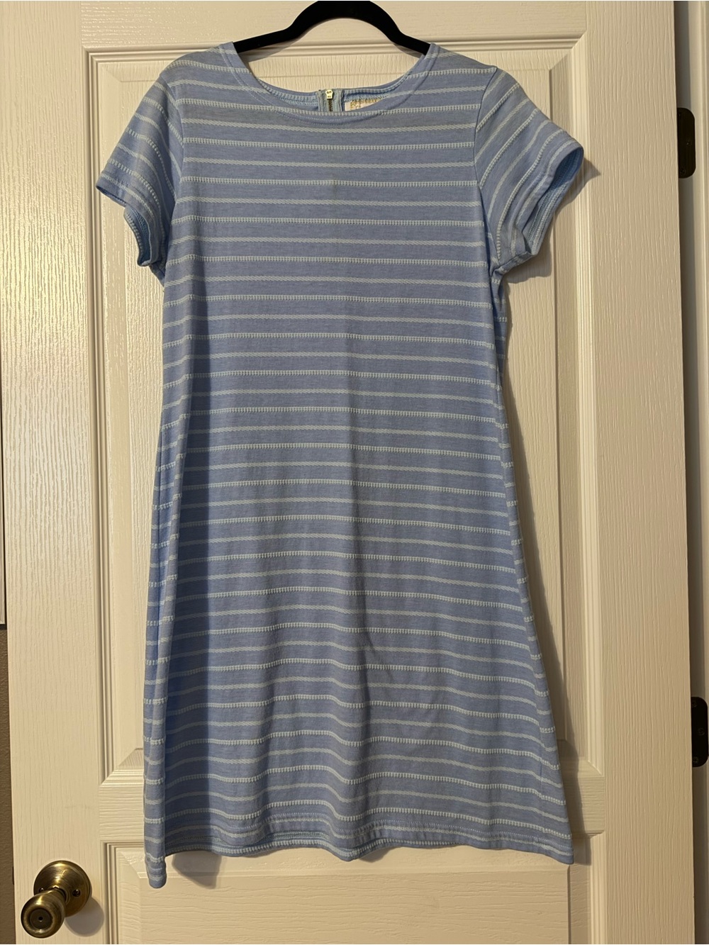 Sail to Sable Light Blue & White Striped Girls' Tee Dress